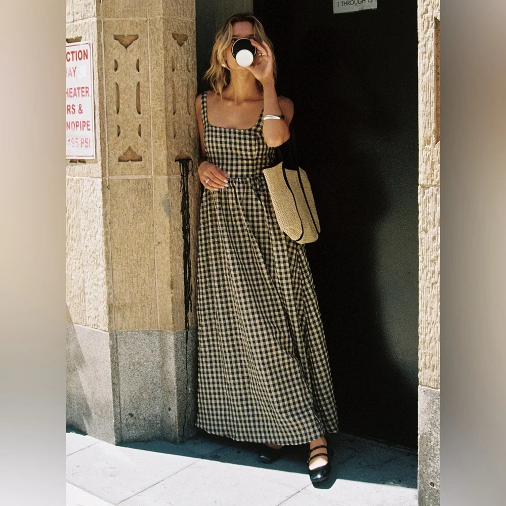 cartmel check maxi dress black / cream Princess Polly | Dresses | Princess Polly Cartmel Buffalo Check Maxi Dress  Black Cream Womens Sz